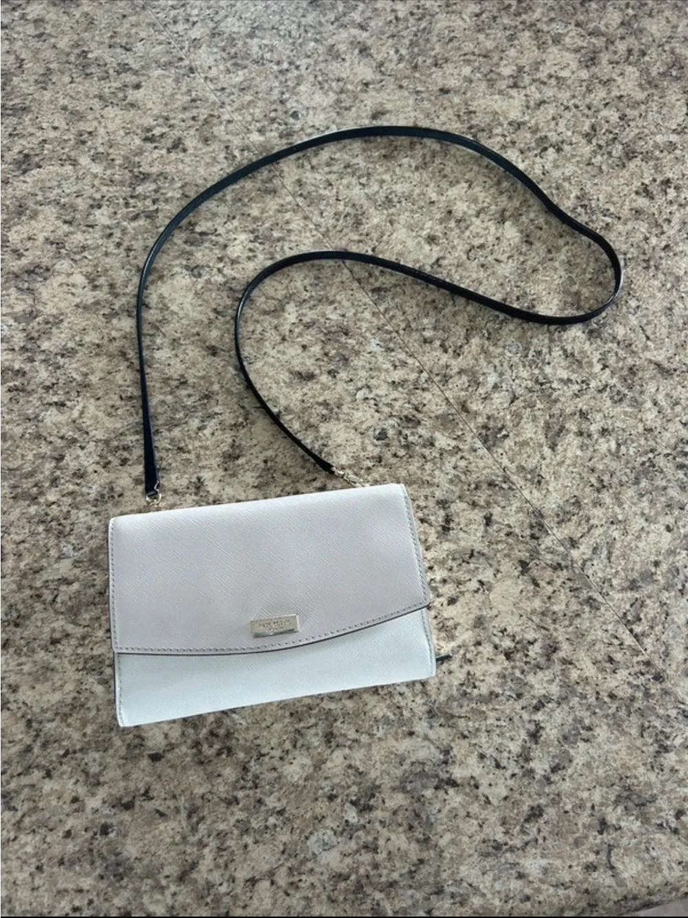 kate spade Two-Tone Crossbody in Light Gray and White with Black Strap